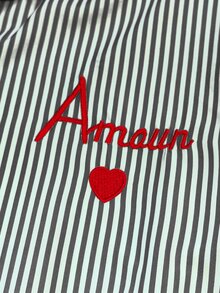 Calvaya Classic Striped Long Sleeve Shirt, Delicate Embroidered Pattern, Loose & Comfortable Fit - Black and White - View 4