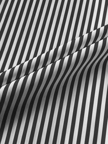 Calvaya Classic Striped Long Sleeve Shirt, Delicate Embroidered Pattern, Loose & Comfortable Fit - Black and White - View 6