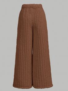 Maija Kids Maija Kids Tween Girls White Textured Kids Double-Sided Thermal Lined Thickened Versatile Pants, Autumn/Winter - Brown - View 3