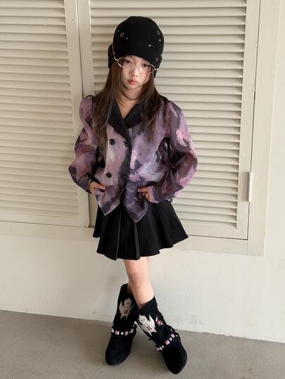 DAZY Tween Girl Colorblock Casual Daily Wear Shirt