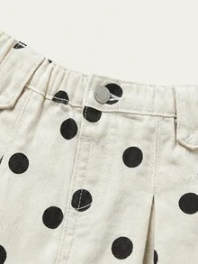 Maija Kids Maija Kids Young Girl Polka Dot Print Pleated Denim Skirt - Multicolor - View 5