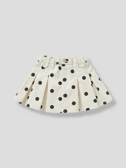 Maija Kids Maija Kids Falda de mezclilla plisada con estampado de lunares para niña