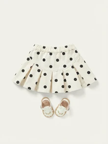 Maija Kids Maija Kids Young Girl Polka Dot Print Pleated Denim Skirt - Multicolor - View 4