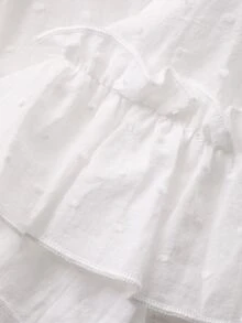 DAZY Women's White Square Collar Ruffle Trim Loose Casual Blouse With Puff Sleeves, Flattering Summer Cute Tops - White - View 5