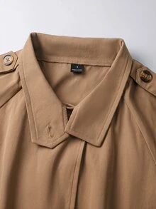 LUMIGAL Winter Women's Raglan Long Sleeve Contrast Lace Cuff Stand Collar Casual Jacket - Khaki - View 4
