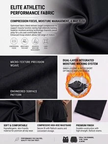 Powerista Women's Plus Size 2 In 1 Athletic Active Tropical Leggings Workouts And Casual Wear Going Out Daily Wear Gym Fitness Running Black Summer - Black - View 3