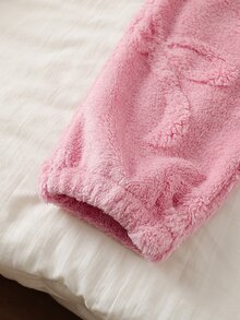 Vintaside Kids 大童女孩時尚簡約休閒舒適蝴蝶結圖案長袖衛衣與長褲兩件套，適合戶外穿著，秋冬季 - 粉色 - 查看 5
