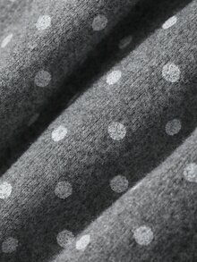 DAZY Tween Girl) Round Neck Polka Dot Cardigan Long Sleeve Autumn Inner Layer Top T-Shirt - Grey - View 8