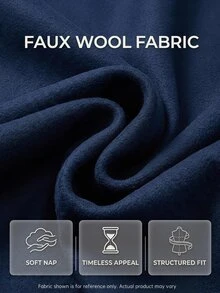 Auralis Plus Size Women's Solid Color Dropped Shoulder Long Sleeve Stand Collar Casual Wool Blend Jacket Office Autumn Winter - Navy Blue - View 10