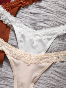 EmpressEnvy 5件裝浪漫蕾絲拼接丁字褲 - 彩色 - 查看 3