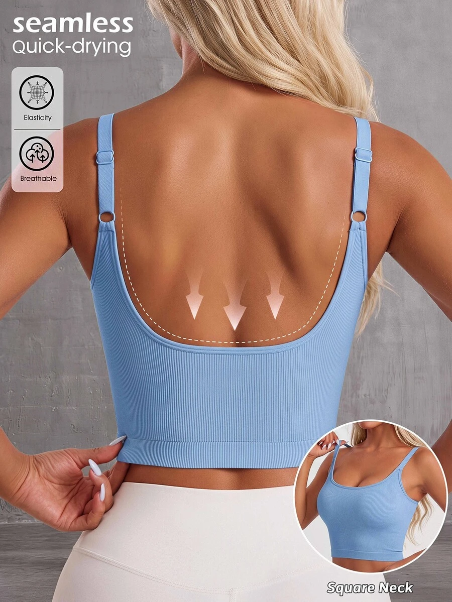 Solea Cove Women's Solid Color Casual Versatile Daily Travel Sports Tank Top - Blue - View 1