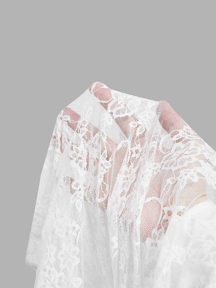 SHEIN MOD 2件組女款蕾絲不對稱領口二合一T恤 - 黑與白 - 查看 15