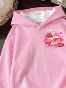 Teen Girls Casual Minimalist Loose Comfortable Sweatshirt Suitable For Autumn/Winter - Multicolor - View 5
