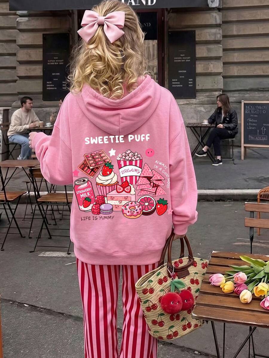 Teen Girls Casual Minimalist Loose Comfortable Sweatshirt Suitable For Autumn/Winter - Multicolor - View 1