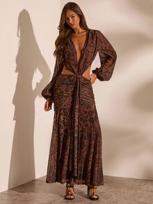Opulessa Women's Fashion Sexy Leopard Print Backless Dress - Brown - View 3