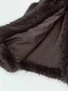 Auvina Plus Size Sleeveless Faux Fur Elegant Jacket Winter - Coffee Brown - View 6