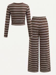 Kids Tween Girls Fitted Ruched T-Shirt And Loose Pants 2 Pieces Set - Multicolor - View 2