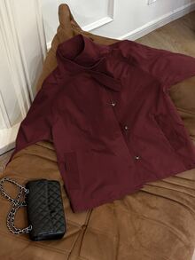DAZY Women's Casual Commuter Solid Color Windbreaker - Burgundy - View 7