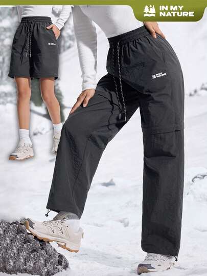 WanderVale Women's Casual Letter Print Drawstring Hiking Pants, Autumn, Warm Pants,