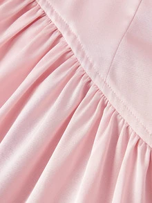 SHEIN MOD Chic Women's Pink Sleeveless Satin Short Dress With Draped Neckline And Flared Hem For Party,Prom Dresses For Girls Short,Retro Dresses For Woman - Pink - View 6