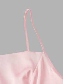 SHEIN MOD Chic Women's Pink Sleeveless Satin Short Dress With Draped Neckline And Flared Hem For Party,Prom Dresses For Girls Short,Retro Dresses For Woman - Pink - View 5