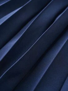Airaco Women's Casual Pleated Solid Color Slip Dress - Navy Blue - View 10