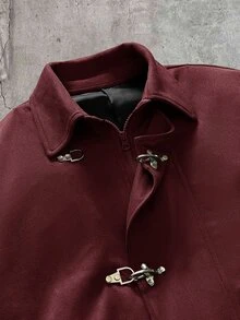 AXEPEAK Men's Solid Color Airplane Buckle Casual Versatile Daily Travel Long Sleeve Jacket - Burgundy - View 3