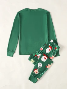 SHEIN Tween女孩秋冬聖誕可愛時尚百搭派對長袖褲裝套裝 日常居家貼身穿著 - 彩色 - 查看 4