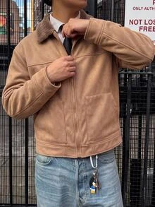 HIMLAND Men's Casual 80s Retro Smart Streetwear Woven Lapel Jacket Suitable For Daily Wear Vacation Shades Of Brown Autumn Winter Halloween Holiday - Brown - View 8