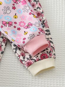 Cozy Pixies Newborn Baby Girl Cartoon Animal Pattern Knit Soft Round Neck Long Sleeve Pullover Winter Top Elastic Waist Long Pants 2pcs Sets - Pink - View 9