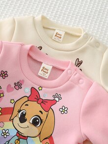 Cozy Pixies Newborn Baby Girl Cartoon Animal Pattern Knit Soft Round Neck Long Sleeve Pullover Winter Top Elastic Waist Long Pants 2pcs Sets - Pink - View 6
