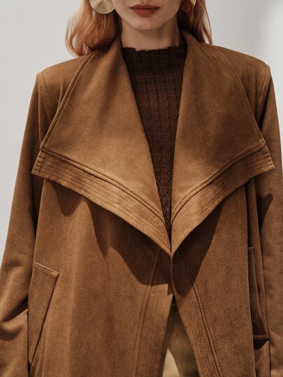 Aveloria Modichic Women's Blazer Loose Textured Topstitched Lapel Drop Shoulder Office Brown Fall Clothes For Women Autumn Outfit Women's Coat Thanksgiving Outfit