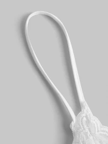 SHEIN ICON Contrast Lace Ruched Y2k Bow Detail Cami Top - White - View 5