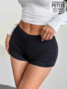 SHEIN PETITE Low Rise Micro Mini Shorts Ibiza Fits Summer Boho, Summer, Holiday, Beachwear Festival Rave Going Out Fall Winter Party ,Petite Women - Black - View 2