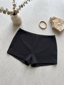 SHEIN PETITE Low Rise Micro Mini Shorts Ibiza Fits Summer Boho, Summer, Holiday, Beachwear Festival Rave Going Out Fall Winter Party ,Petite Women - Black - View 4