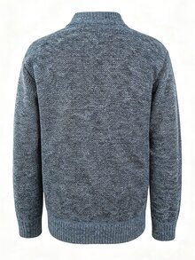 Manfinity Homme Men's Contrast Color Zipper Placket Knit Cardigan Work Hiking Blue Striped Autumn Casual - Blue - View 7