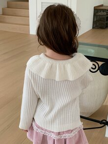 Dazy Kids 女童素色休閒百搭日常穿著長袖針織衫 秋季 - 米色 - 查看 2