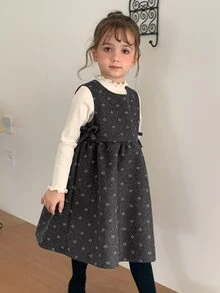 Dazy Kids Young Girl) Round Neck Sleeveless Waist-Cinching Top Outer Layer Autumn/Winter Dress - Grey - View 7