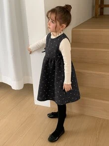 Dazy Kids Young Girl) Round Neck Sleeveless Waist-Cinching Top Outer Layer Autumn/Winter Dress - Grey - View 4