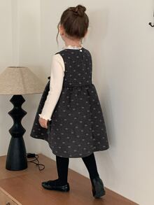 Dazy Kids Young Girl) Round Neck Sleeveless Waist-Cinching Top Outer Layer Autumn/Winter Dress - Grey - View 3