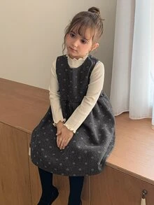 Dazy Kids Young Girl) Round Neck Sleeveless Waist-Cinching Top Outer Layer Autumn/Winter Dress - Grey - View 6