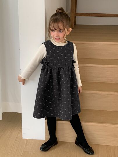 Dazy Kids Young Girl) Round Neck Sleeveless Waist-Cinching Top Outer Layer Autumn/Winter Dress