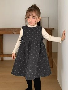 Dazy Kids Young Girl) Round Neck Sleeveless Waist-Cinching Top Outer Layer Autumn/Winter Dress - Grey - View 2