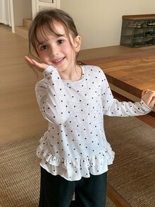 Hapijoa Young Girl) Casual Polka Dot Long Sleeve Basic Autumn/Winter T-Shirt - Grey - View 5