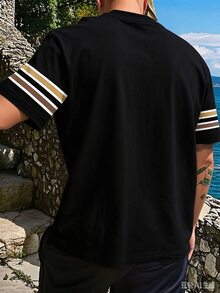 ZURIURI Men's Crew Neck Short Sleeve Striped Print Pattern Business Casual T-Shirt - Multicolor - View 2