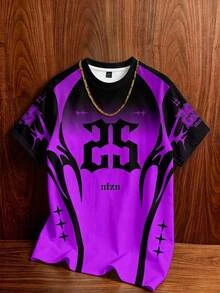 Aesthetic Post Men's Digital Print Round Neck Short Sleeve Casual T-Shirt - Multicolor - View 1