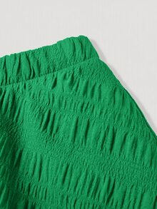 SHEIN MOD 女款純色復古雙層下擺高低裙，適合約會、派對、生日、節慶 - 綠色 - 查看 6