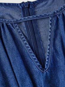 Celisse Women's Pleated Casual Daily Summer Denim Dress - Blue - View 9