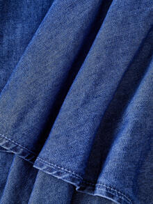 Celisse Women's Pleated Casual Daily Summer Denim Dress - Blue - View 10