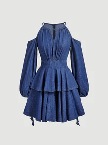 Celisse Women's Pleated Casual Daily Summer Denim Dress - Blue - View 2